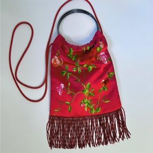 90s Satin Flower Embroidered Purse